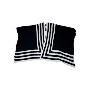 NWT Charter Club Luxury 100% Cashmere Poncho Wrap Black White Striped One Size